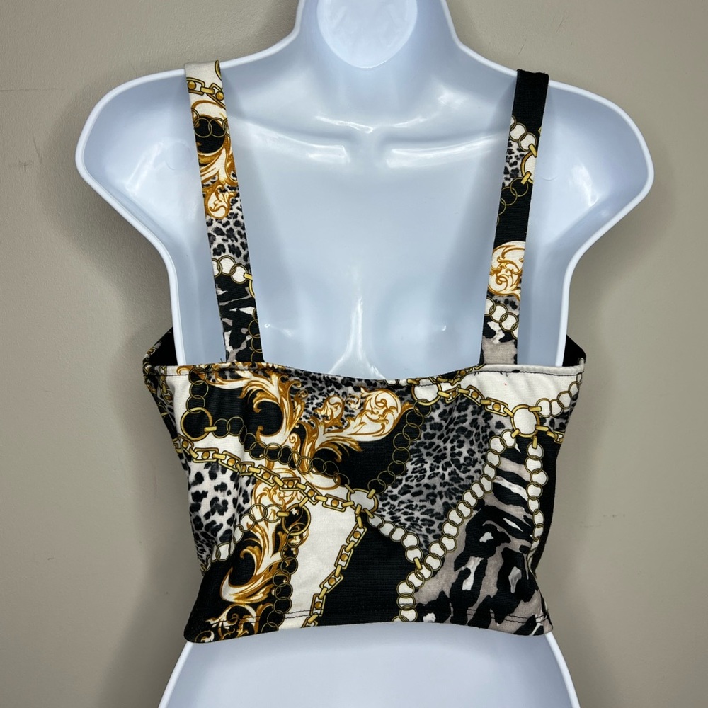 Zip front chainmail crop tank. Size large. - Picture 6 of 8